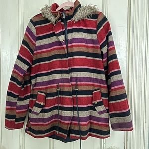 Mossimo Supply Co Red Striped Knit Lined Jacket XL